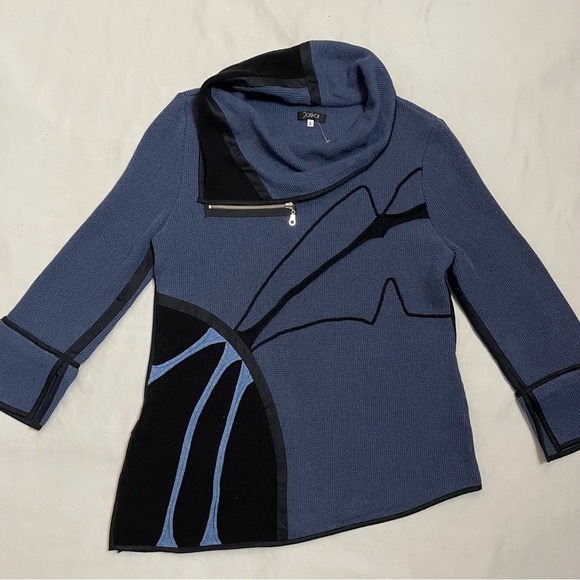 New Jaskar Sweater Blue Black Cotton Blend European Sweater Size L - Picture 6 of 14